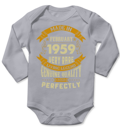 February 1959 Vintage Birthday Present Long Sleeve Baby One-Piece