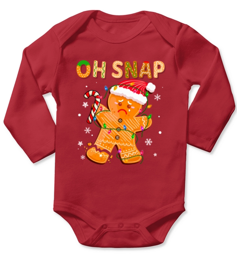 Gingerbread Man Oh Snap Christmas Funny Family Bak Long Sleeve Baby One-Piece