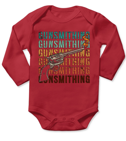 Gunsmith Retro Pistol Shooter Gun Fixer Gunsmiths Long Sleeve Baby One-Piece
