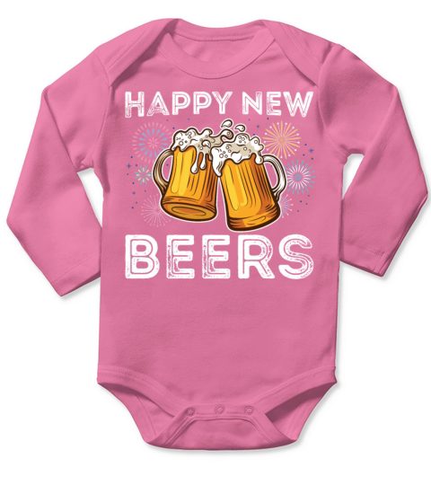 Happy New Beers 2023 Funny New Years Eve Vintage Long Sleeve Baby One-Piece