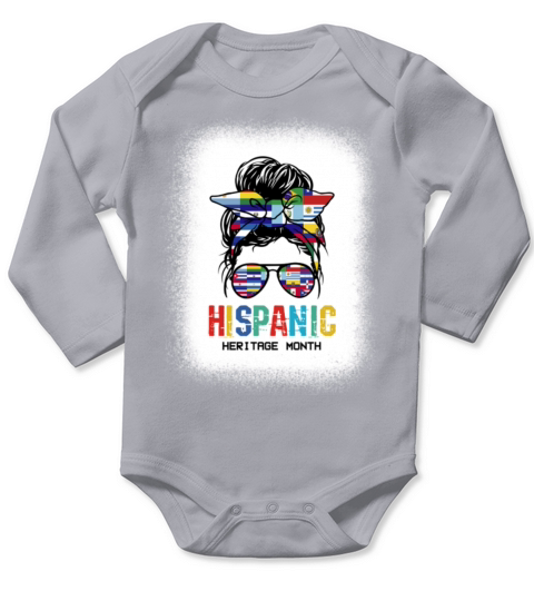 Hispanic Heritage Month Messy Bun Long Sleeve Baby One-Piece