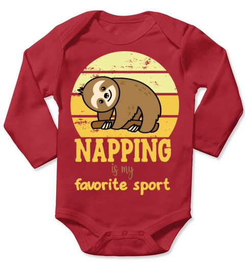 Napping is my favorite sport funny sloth design Long Sleeve Baby One-Piece