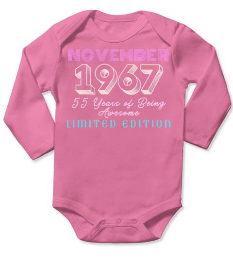November 1967 55 Years of Being Awesome Limited Long Sleeve Baby One-Piece