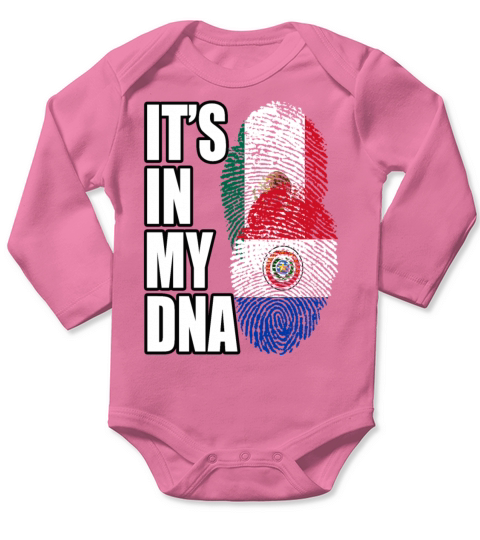 Paraguayan And Mexican Mix Heritage DNA Flag Long Sleeve Baby One-Piece