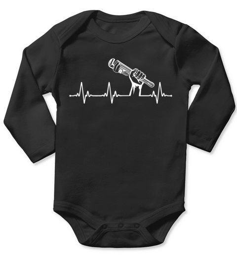 Plumbing Plumber Heartbeat Vintage Long Sleeve Baby One-Piece