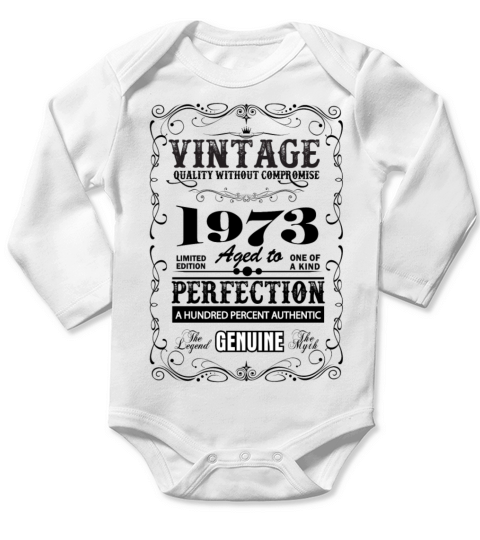 Premium Vintage 1973 Aged To Perfection Long Sleeve Baby One-Piece