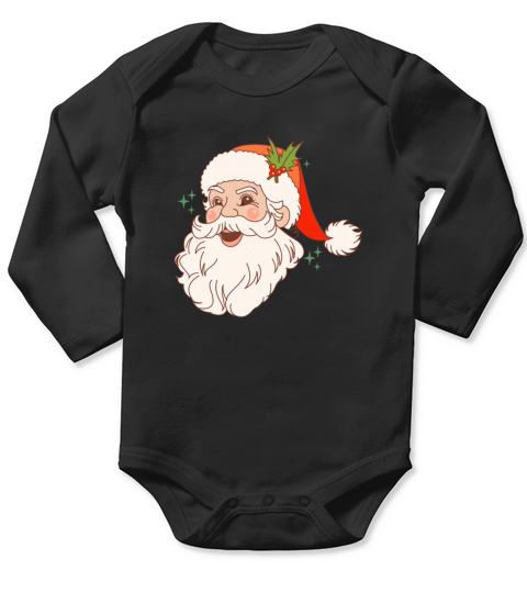 Merry Christmas retro vintage pink santa claus Long Sleeve Baby One-Piece