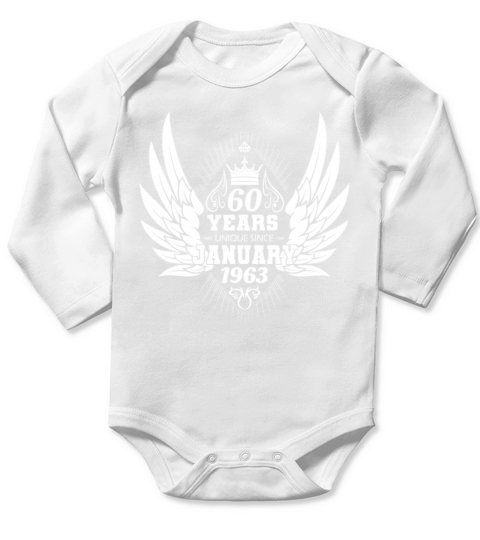 Vintage 1963 Birthday January Angel Wings Long Sleeve Baby One-Piece