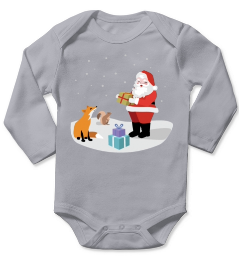 Vintage Santa Surrounded By Forest Long Sleeve Baby One-Piece