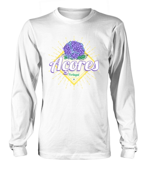 Azores Retro Hydrangea Flower Island Portugal Long sleeved Unisex