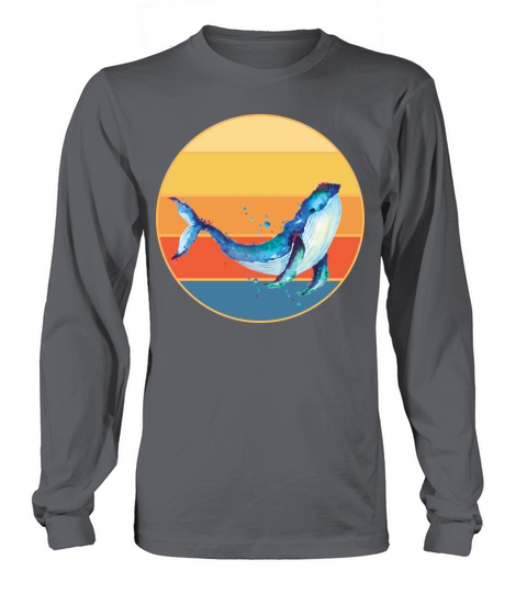 Cute Kawaii Whale Retro Sunset Vintage Ocean Long sleeved Unisex