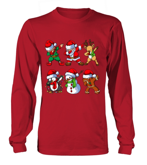 Dabbing Santa Elf Friends Christmas Kids Boys Men Long sleeved Unisex