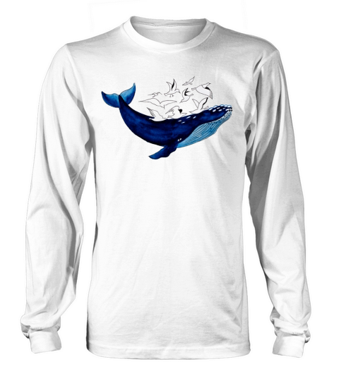 Whale and seagulls I Air and water Long sleeved Unisex