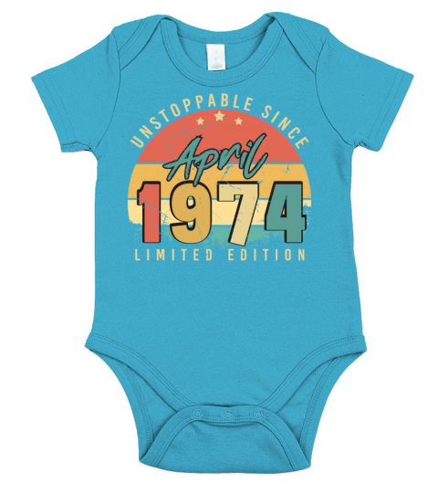 1974 April Vintage Short Sleeve Baby One-Piece