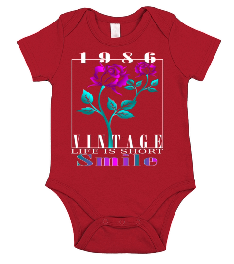 1986 Born Vintage Rose Gift Short Sleeve Baby One-Piece