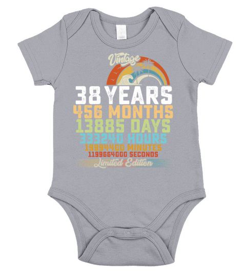 38th Birthday 38 Years Hours Month Vintage Short Sleeve Baby One-Piece