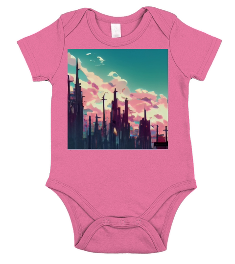 Aesthetic city sky Short Sleeve Baby One-Piece