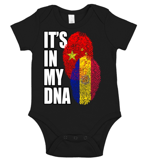 Andorran And Chinese Mix Heritage DNA Flag Short Sleeve Baby One-Piece
