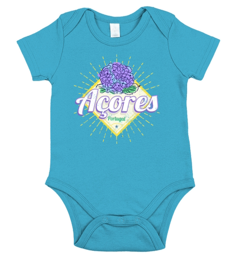 Azores Retro Hydrangea Flower Island Portugal Short Sleeve Baby One-Piece