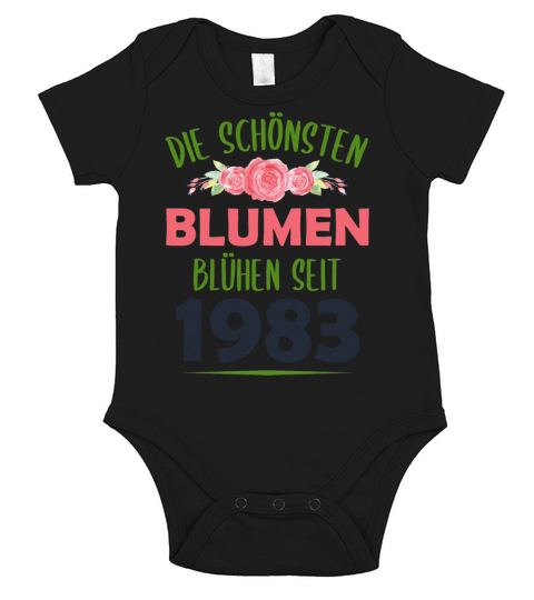 Born In 1983 Flowers Saying Birthday Gift Short Sleeve Baby One-Piece