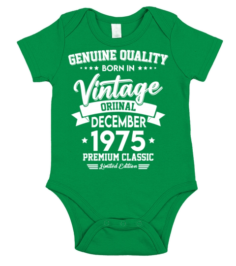 Born In December 1975 Original Vintage Short Sleeve Baby One-Piece