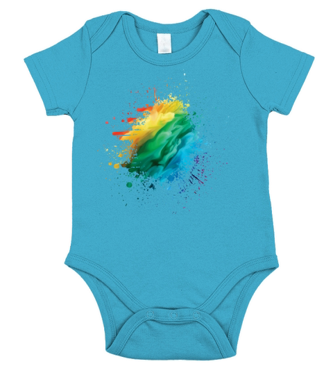 Colorful Rainbow Paint Splatter With Smoke And Fog Short Sleeve Baby One-Piece
