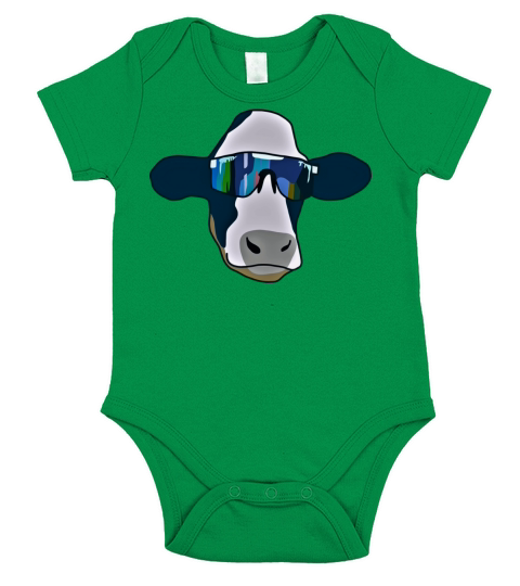 cow wearing Polarized lens funny farm Short Sleeve Baby One-Piece
