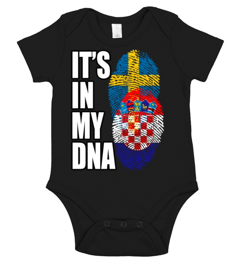 Croatian And Swedish Mix Heritage DNA Flag Short Sleeve Baby One-Piece