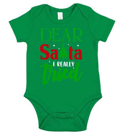 Dear Santa I Really Tried Ugly Christmas Sweater Short Sleeve Baby One-Piece