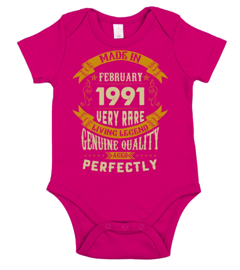 February 1991 Vintage Birthday Present Short Sleeve Baby One-Piece