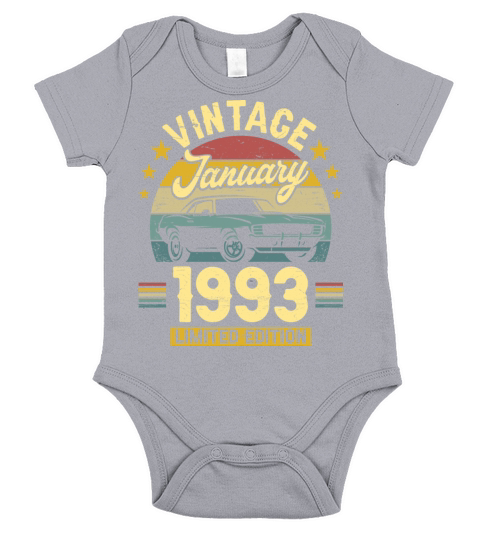 January 1993 30 Years Old Vintage 30th Birthday Short Sleeve Baby One-Piece