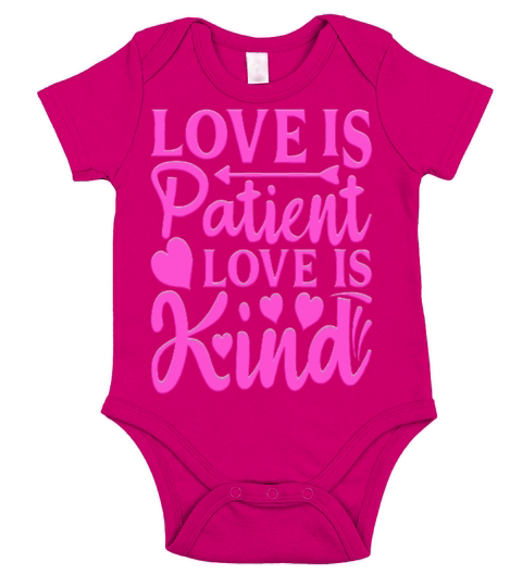 Love Is Patient Love Is Kind Couple Lover Heart Short Sleeve Baby One-Piece