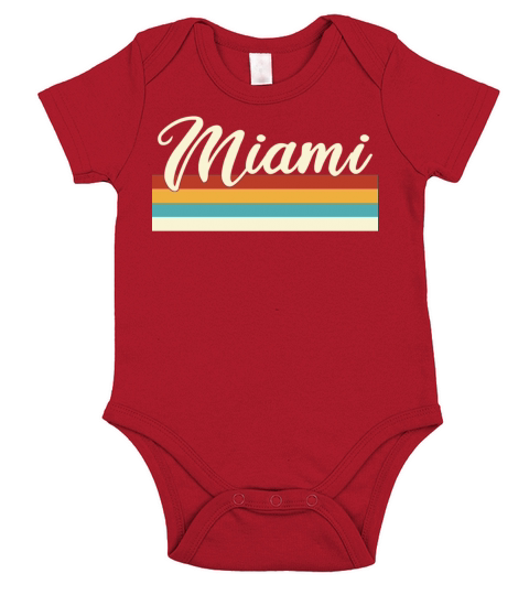 Miami - Florida - Retro - Vintage - United States Short Sleeve Baby One-Piece