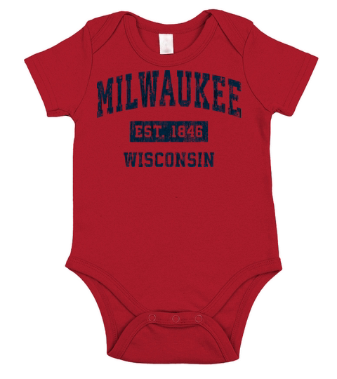 Milwaukee Wisconsin Wi Vintage Sports Design Navy Short Sleeve Baby One-Piece