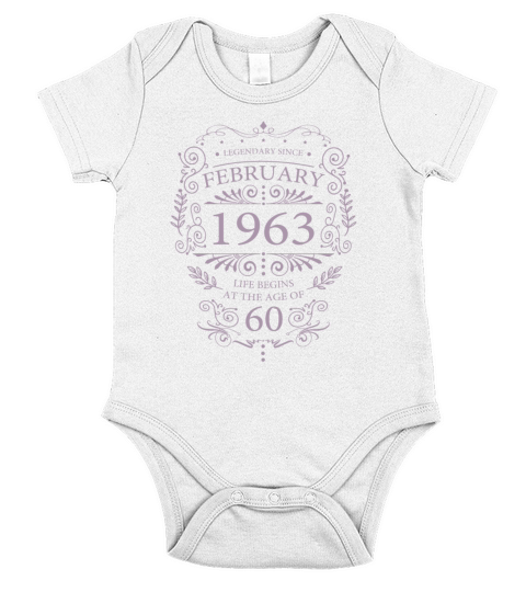Vintage February 1963 birthday ornaments Short Sleeve Baby One-Piece