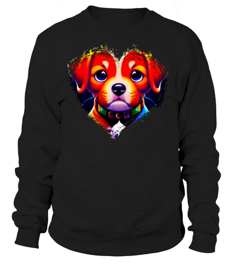 Cute Colorful Rainbow Dog Valentines Day Heart Sweatshirt Unisex