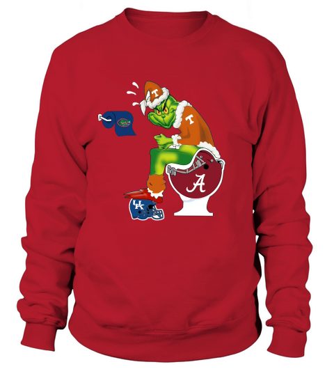 Grinch Santa Tennessee sitting on Alabama Crimson Tide toilet Sweatshirt Unisex