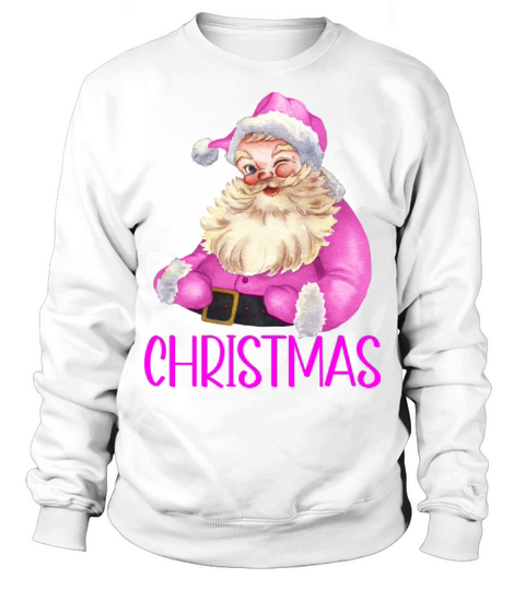 Merry Christmas Retro Vintage Pink Santa Claus Sweatshirt Unisex