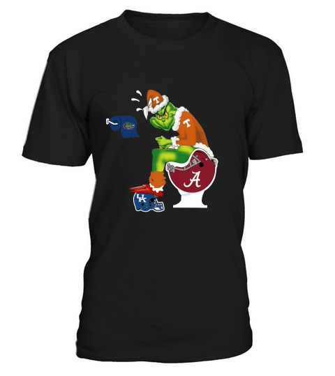 Grinch Santa Tennessee sitting on Alabama Crimson Tide toilet T-Shirt Unisex