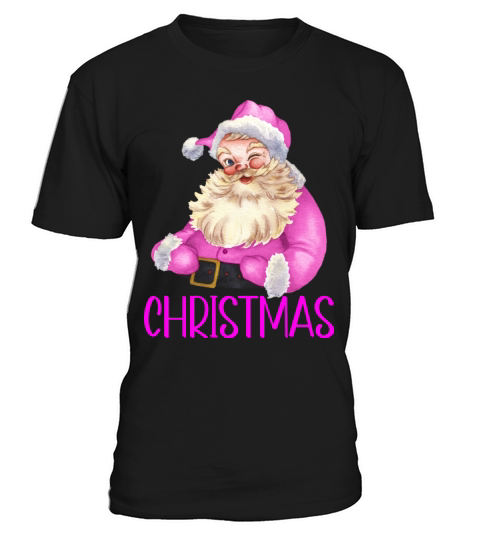 Merry Christmas Retro Vintage Pink Santa Claus T-Shirt Unisex