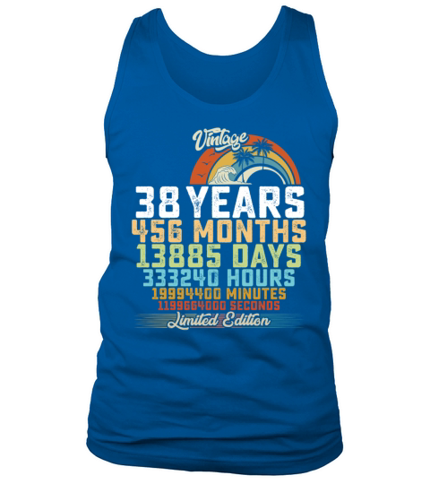 38th Birthday 38 Years Hours Month Vintage Tank Top Unisex