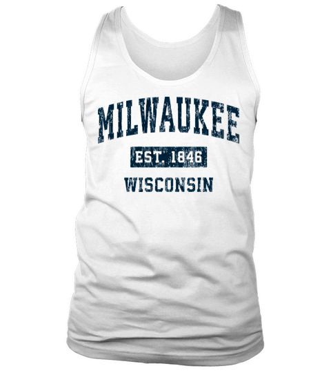 Milwaukee Wisconsin Wi Vintage Sports Design Navy Tank Top Unisex