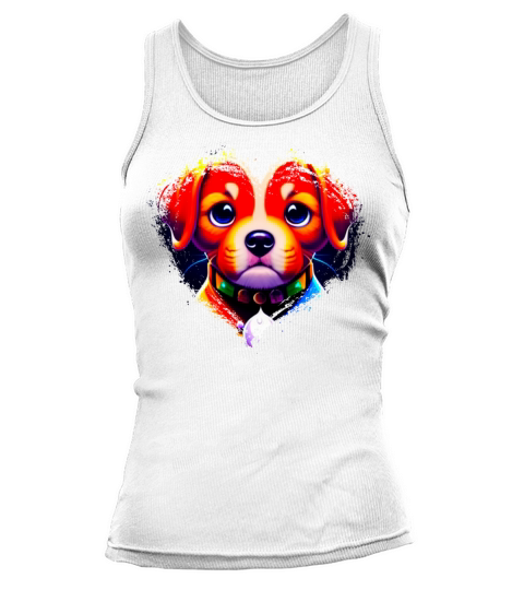 Cute Colorful Rainbow Dog Valentines Day Heart Tank top Woman