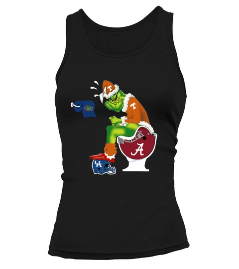 Grinch Santa Tennessee sitting on Alabama Crimson Tide toilet Tank top Woman