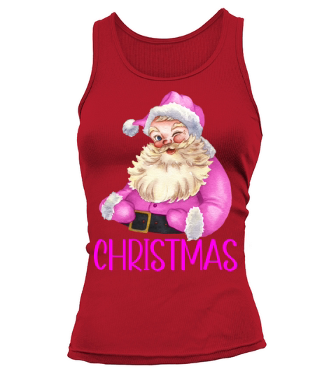 Merry Christmas Retro Vintage Pink Santa Claus Tank top Woman