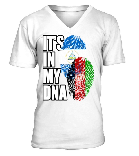 Afghan And Nicaraguan Mix Heritage DNA Flag V-Neck T-shirt