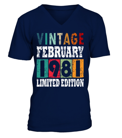 Born in 1981 February 42nd Birthday Gift V-Neck T-shirt