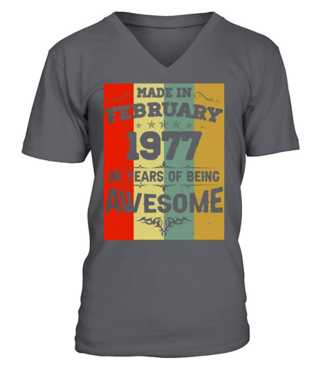 February 1977 Vintage Birthday Present V-Neck T-shirt