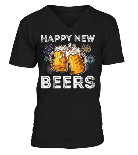 Happy New Beers 2023 Funny New Years Eve Vintage V-Neck T-shirt