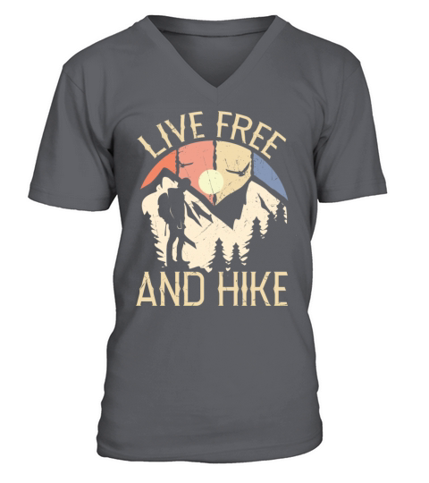 Live Free And Hike Vintage Distressed V-Neck T-shirt